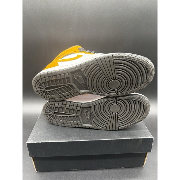 Nike Air Jordan 1 Mid GS White Gold Black Boys 4.5Y (Used) - Picture 14 of 15